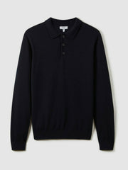 Merino Wool Polo Shirt Navy | Men