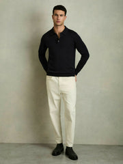 Merino Wool Polo Shirt Navy | Men