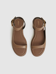 Leather Plait Detail Sandals Tan | Women