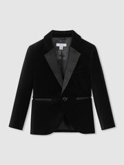 9-14 yrs Single Breasted Velvet Blazer Black | Children & Baby