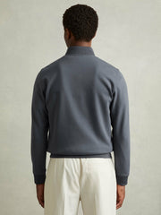 Hybrid Quilt and Knit Zip-Through Jacket Airforce Blue | Men