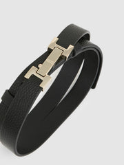 Leather Square Hinge Belt Black | Women