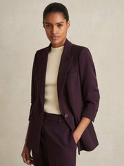 Tailored Single Breasted Suit Blazer Berry | Women