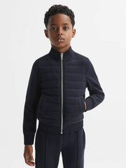 3-9 yrs Funnel Neck Quilted Hybrid Jacket Navy | Children & Baby