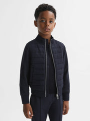 3-9 yrs Funnel Neck Quilted Hybrid Jacket Navy | Children & Baby