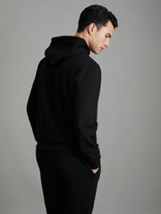 Interlock Jersey Drawstring Hoodie Black | Men