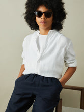 9-13 yrs Striped Linen Cutaway Collar Shirt White | Children & Baby