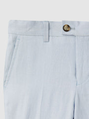 9-13 yrs Slim Fit Linen Adjustable Trousers Soft Blue | Children & Baby