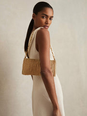 Beaded Removable Strap Shoulder Bag Gold | Women