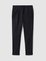 3-9 yrs Relaxed Elasticated Trousers with Turn-Ups Navy | Children & Baby