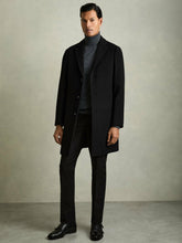 Wool Blend Single Breasted Epsom Overcoat Black | Men