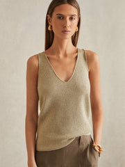 Metallic V-Neck Vest Gold | Women