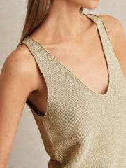 Metallic V-Neck Vest Gold | Women