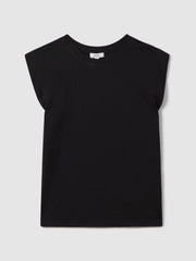 Cotton Capped Sleeve T-Shirt Black | Women