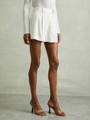 Front Pleat Tailored Shorts Cream | Women