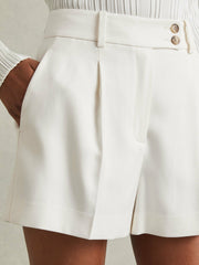 Front Pleat Tailored Shorts Cream | Women