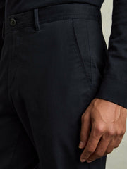 Slim Fit Washed Cotton Blend Chinos Navy | Men