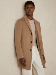 Wool Blend Single Breasted Epsom Overcoat Camel | Men