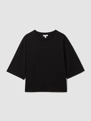 Oversized Cotton Crew Neck T-Shirt Black | Women