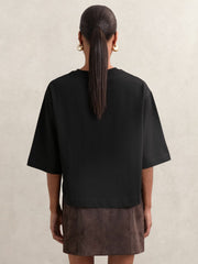 Oversized Cotton Crew Neck T-Shirt Black | Women