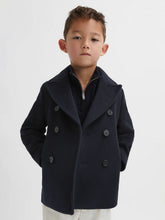 9-13 yrs Wool Blend Twill Double Breasted Coat Navy | Children & Baby