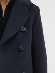9-13 yrs Wool Blend Twill Double Breasted Coat Navy | Children & Baby