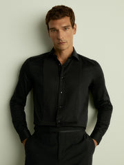 Slim Fit Cotton Dinner Shirt Black | Men