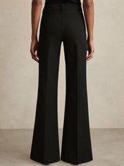 Petite High Rise Flared Trousers Black | Women