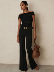 High Rise Flared Trousers Black | Women