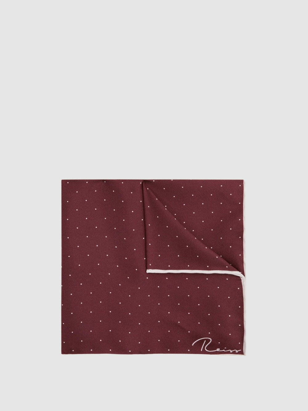 Polka Dot Silk Pocket Square Burgundy | Men