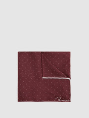 Polka Dot Silk Pocket Square Burgundy | Men