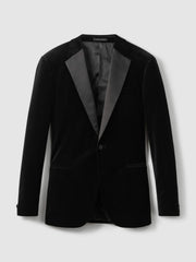 Velvet Single Breasted Slim Fit Jacket Black | Men