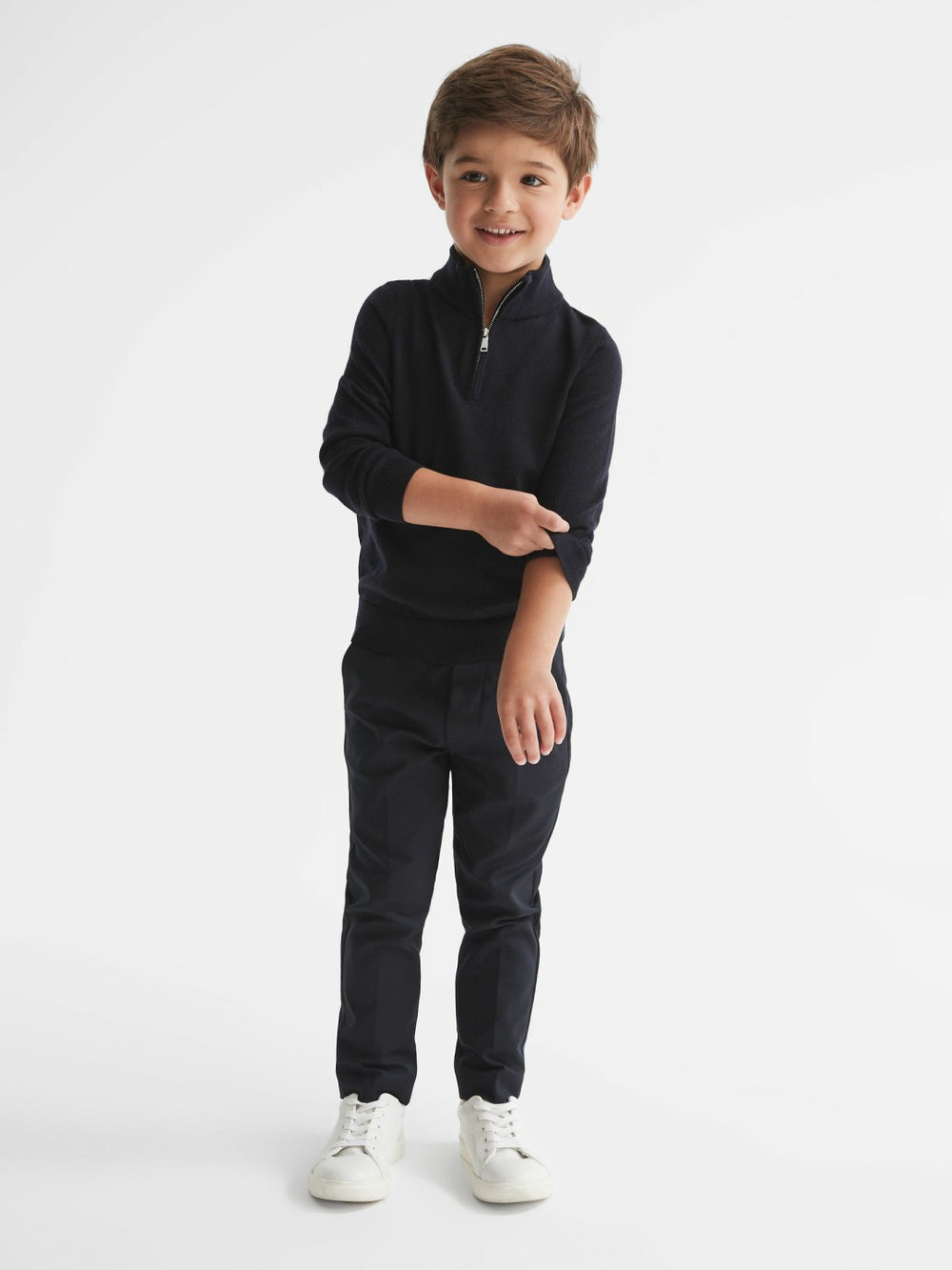 4-9 yrs Merino Wool Zip-Neck Jumper Navy | Children & Baby