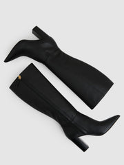 Block Heel Knee High Boots Black | Women