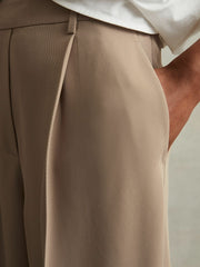 Half-Elasticated Wide Leg Trousers Mink Neutral | Women