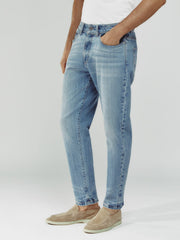 Relaxed-Fit Cropped Jeans Light Blue Wash | Men