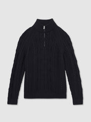 Cable-Knit Half-Zip Jumper Navy | Men