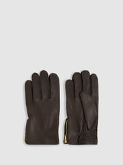 Leather Zip-Side Gloves Dark Brown | Men