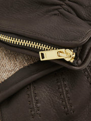 Leather Zip-Side Gloves Dark Brown | Men