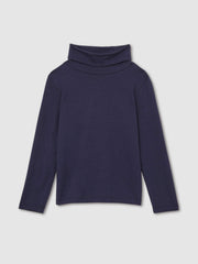 4-9 yrs Cotton-Jersey Roll-Neck Top with Stretch Navy | Children & Baby