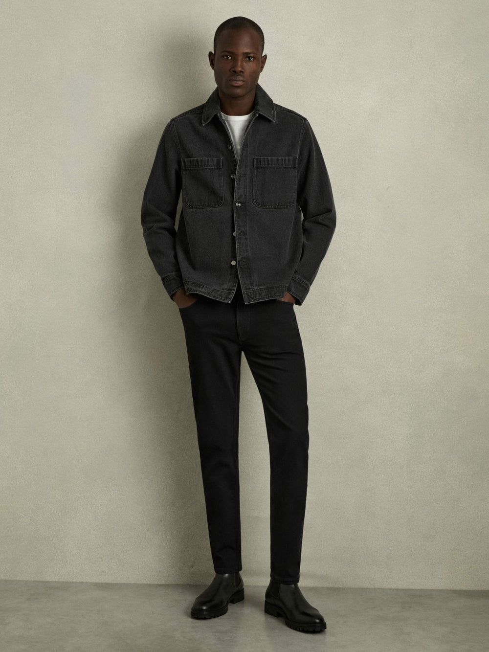 Cotton-Stretch Slim-Fit Jeans Stay Black | Men