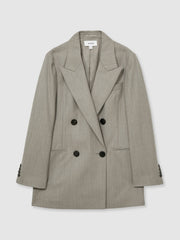 Wool Oversized Double-Breasted Blazer Grey | Women