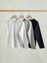 3-9 yrs Cotton Jersey Long Sleeve T-Shirts 3 Pack White/Soft Grey/Navy | Children & Baby