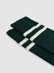 Striped Socks With Wool And Cashmere Forest Green/Ecru | Men