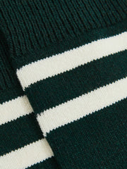 Striped Socks With Wool And Cashmere Forest Green/Ecru | Men