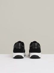 Leather Suede Running Trainers Black/White | Men