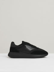 Leather Suede Running Trainers All Black | Men