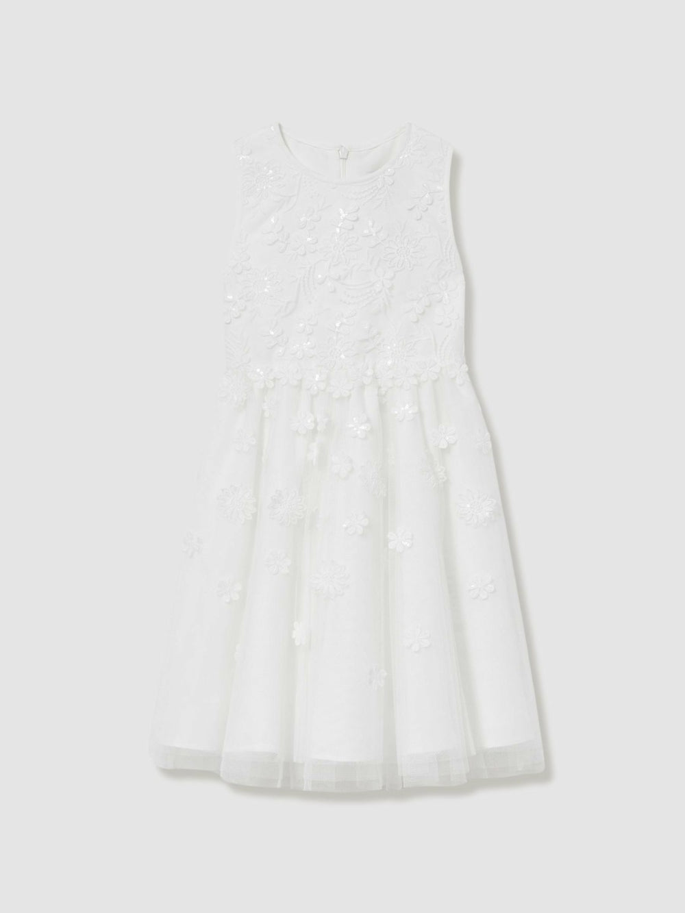 13-14 yrs Tulle Floral-Embroidered Bridesmaid Dress Ivory | Children & Baby