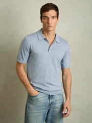 Merino Wool Polo Shirt Soft Blue | Men