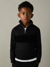 3-9 yrs Slim Fit Half-Zip Funnel Neck Velour Sweatshirt Black | Children & Baby